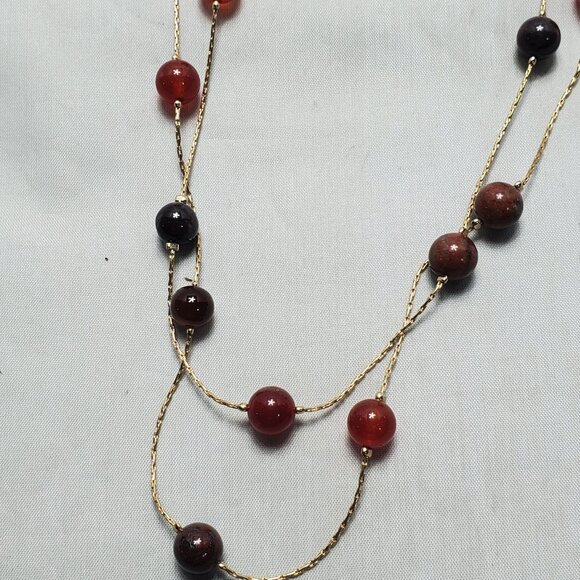 Ali Khan carnelian stone multi color beaded necklace with gold chain - Picture 8 of 11
